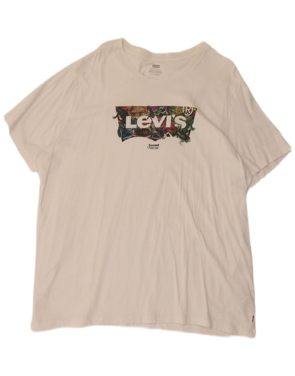 Levi's Womens Graphic T-Shirt Top 2XL White Cotton