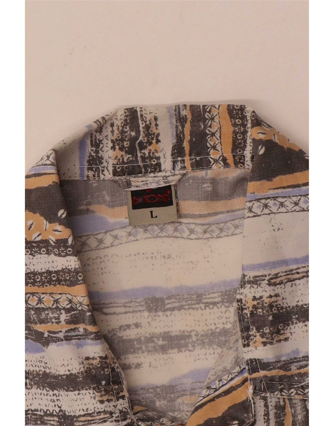 Beyond Mens Short Sleeve Shirt Large Multicoloured Striped Polyester