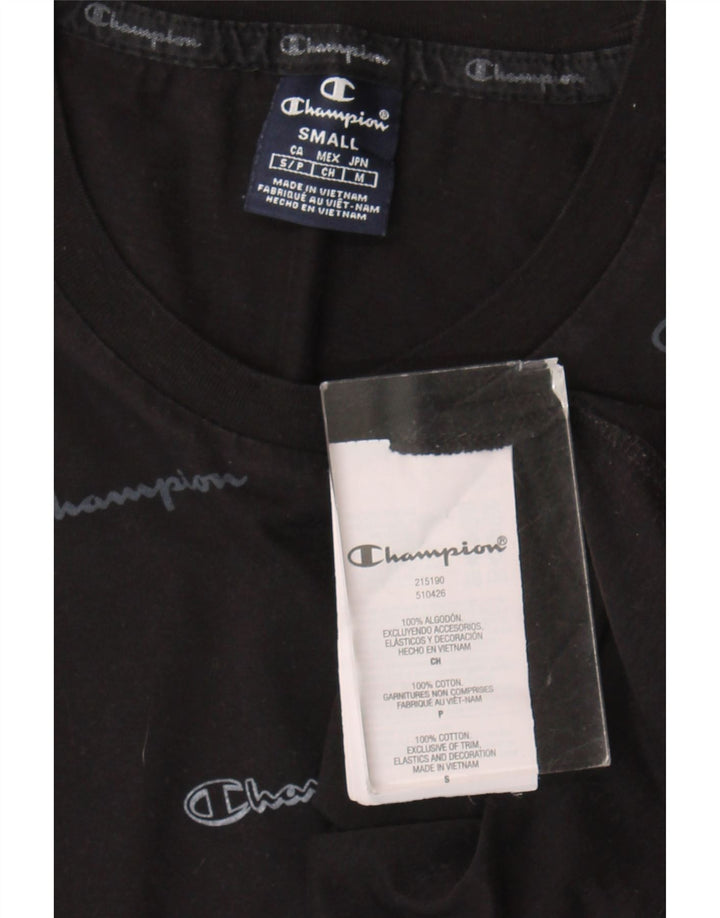 Champion Mens Graphic T-Shirt Top Small Black Cotton