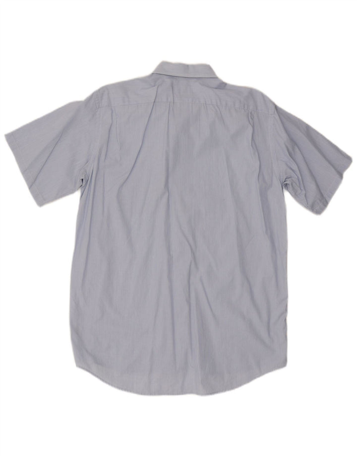Lacoste Mens Short Sleeve Shirt Size 39 Medium Blue Pinstripe Cotton
