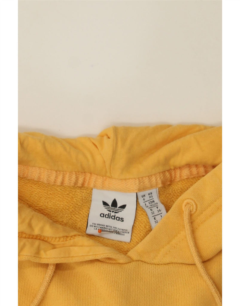 ADIDAS Womens Oversized Graphic Hoodie Jumper UK 6 XS  Yellow Cotton Vintage Adidas and Second-Hand Adidas from Messina Hembry 