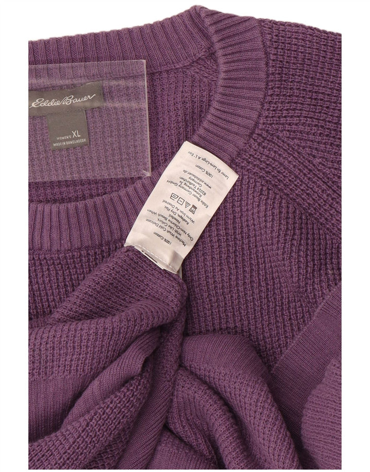 EDDIE BAUER Womens Oversized Crew Neck Jumper Sweater UK 18 XL Purple