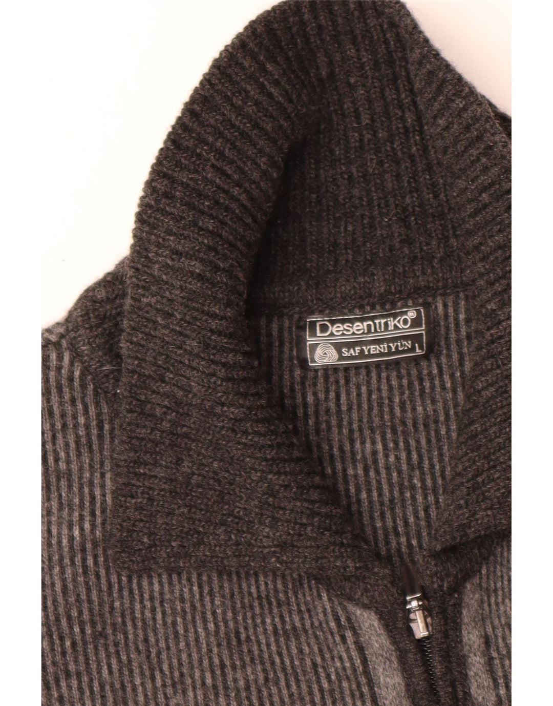 Vintage Mens Cardigan Sweater Large Grey Colourblock