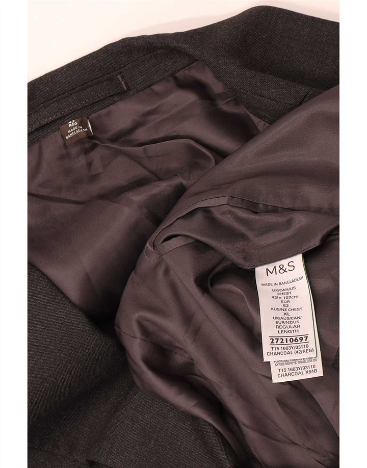 Marks & Spencer Mens 2 Button Blazer Jacket UK 42 Large Grey Polyester
