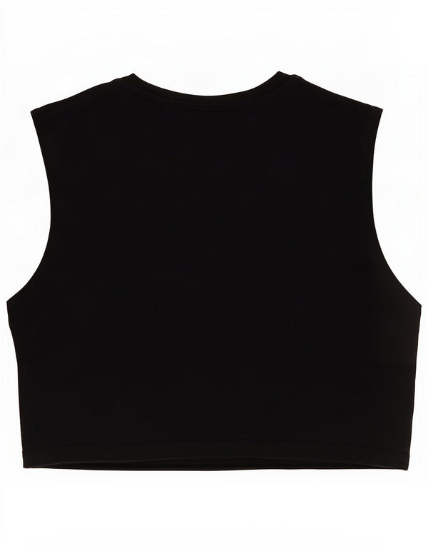 Zara Womens Crop Vest Top UK 14 Large Black Cotton