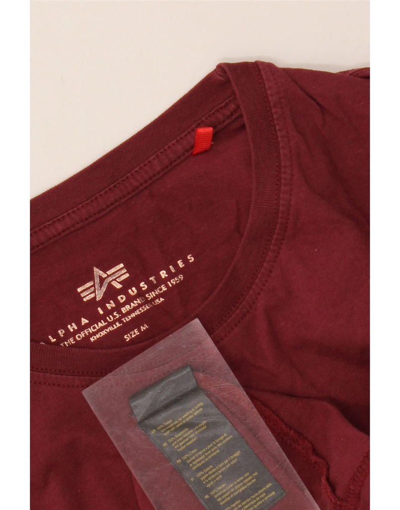 ALPHA INDUSTRIES Mens Graphic T-Shirt Top Medium Burgundy Cotton Vintage Alpha Industries and Second-Hand Alpha Industries from Messina Hembry 