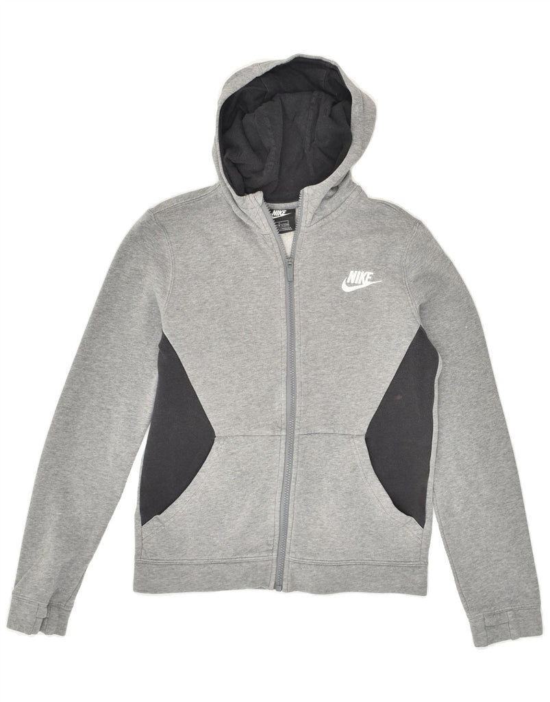 NIKE Boys Zip Hoodie Sweater 12-13 Years Large Grey Cotton | Vintage Nike | Thrift | Second-Hand Nike | Used Clothing | Messina Hembry 