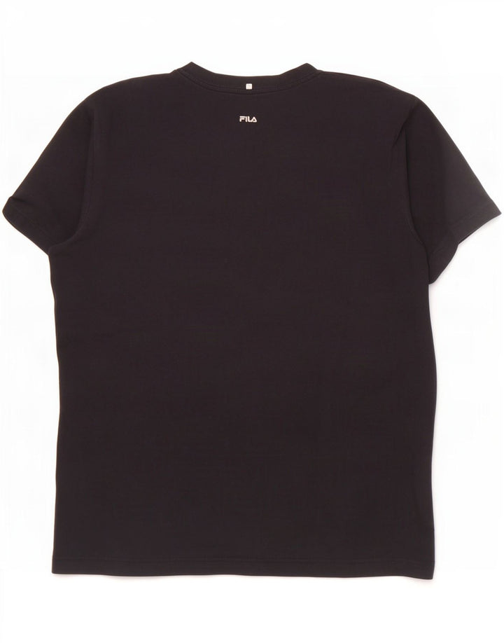 Fila Mens Graphic T-Shirt Top Medium Black Cotton