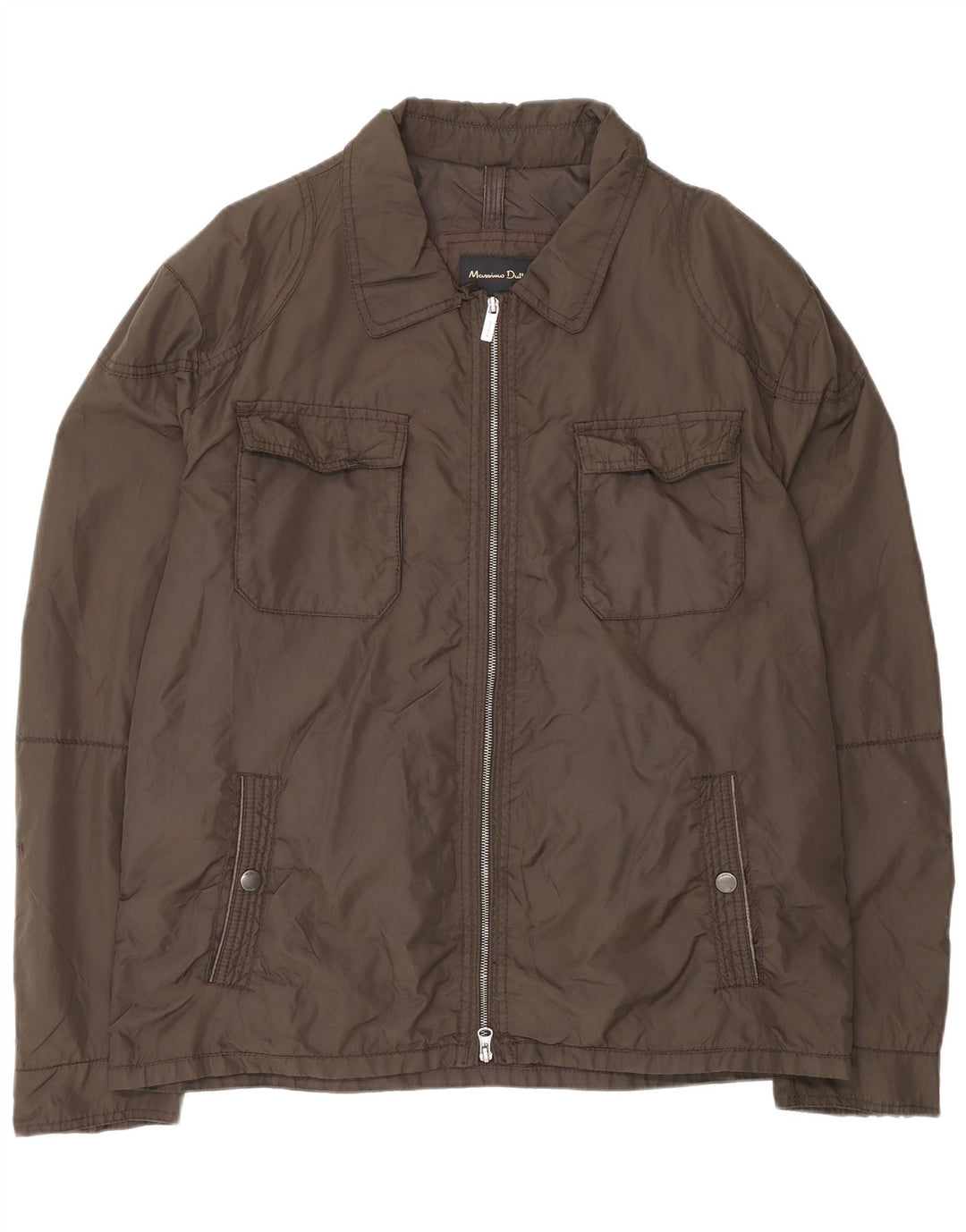 Massimo Dutti Mens Utility Jacket UK 44 2XL Brown Nylon