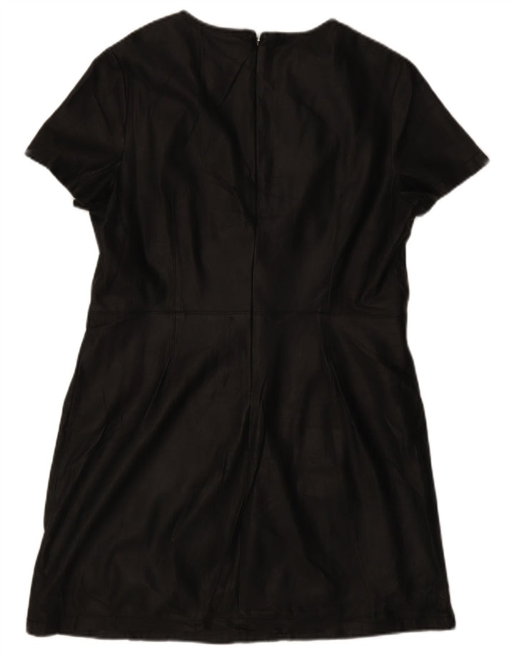 Lipsy Womens Faux Leather Dress UK 14 Medium Black Polyurethane