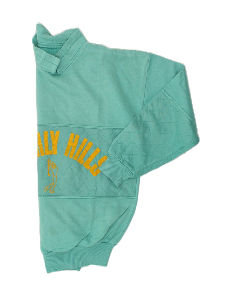 VINTAGE Mens Beverly Hills Graphic Sweatshirt Jumper Medium Green Acrylic | Vintage Vintage | Thrift | Second-Hand Vintage | Used Clothing | Messina Hembry 