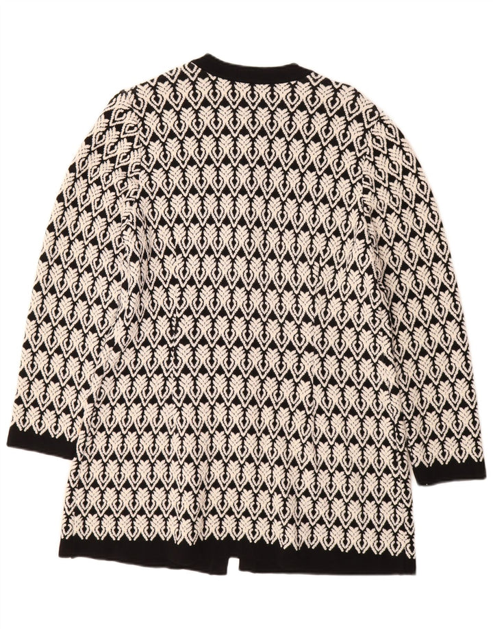STIZZOLI Womens Longline Cardigan Sweater IT 46 Large White Geometric