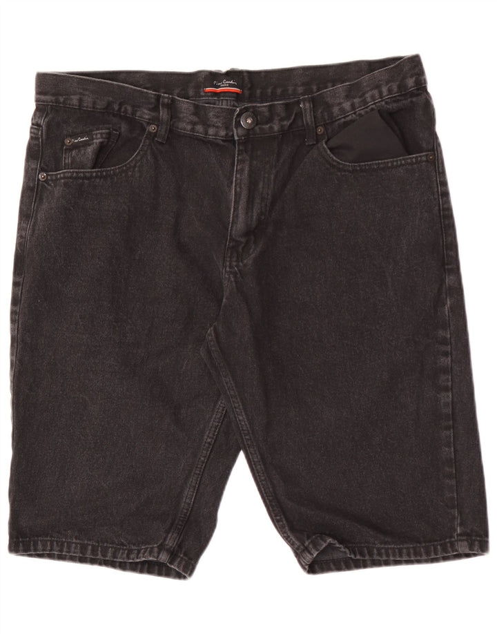 Pierre Cardin Mens Denim Shorts W36 Large Black Cotton
