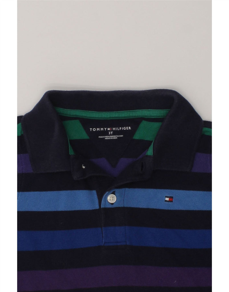 TOMMY HILFIGER Boys Polo Shirt 2-3 Years Multicoloured Striped Cotton | Vintage Tommy Hilfiger | Thrift | Second-Hand Tommy Hilfiger | Used Clothing | Messina Hembry 