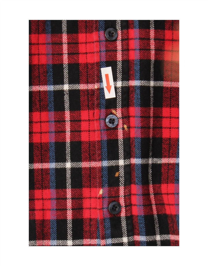 DICKIES Mens Flannel Shirt Medium Red Check Cotton