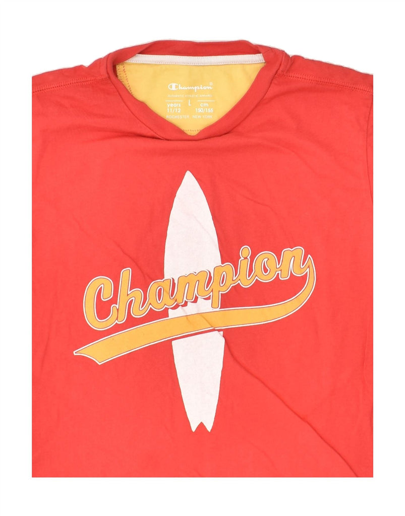 CHAMPION Boys Graphic T-Shirt Top 11-12 Years Large  Red Cotton | Vintage Champion | Thrift | Second-Hand Champion | Used Clothing | Messina Hembry 