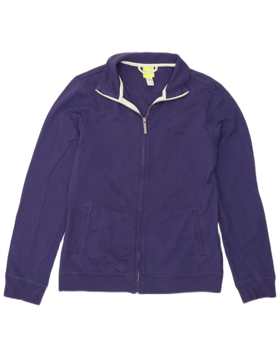 Adidas Womens Neo Label Tracksuit Top Jacket UK 14 Medium Blue Cotton