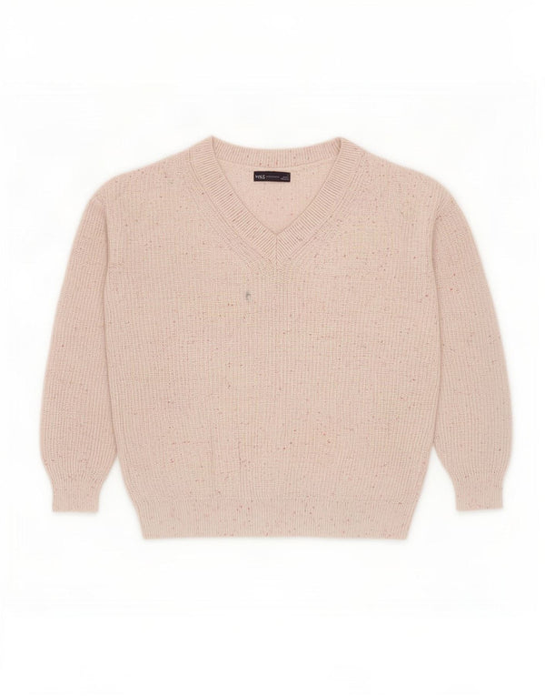 Marks & Spencer Womens V-Neck Jumper Sweater UK 10 Small Grey Flecked