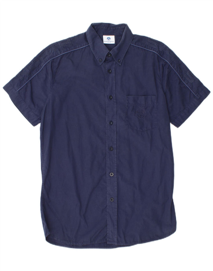 North Sails Mens Short Sleeve Shirt Medium Navy Blue Cotton