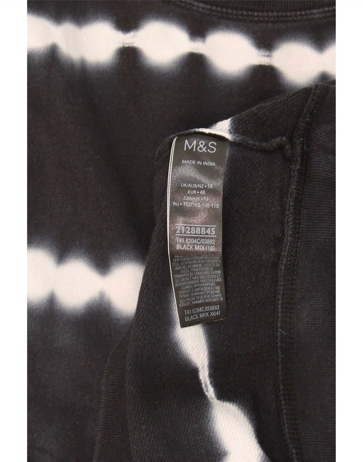 Marks & Spencer Womens Oversized Sweatshirt Jumper UK 18 XL Black Tie Dye