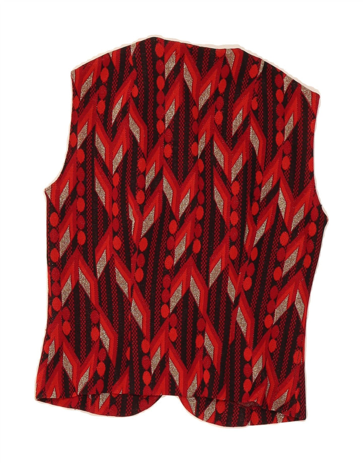 VINTAGE Womens Waistcoat UK 12 Medium Red Geometric Vintage Vintage and Second-Hand Vintage from Messina Hembry 