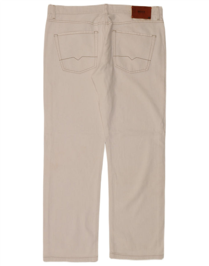 Hugo Boss Mens Straight Jeans W38 L34 White Cotton