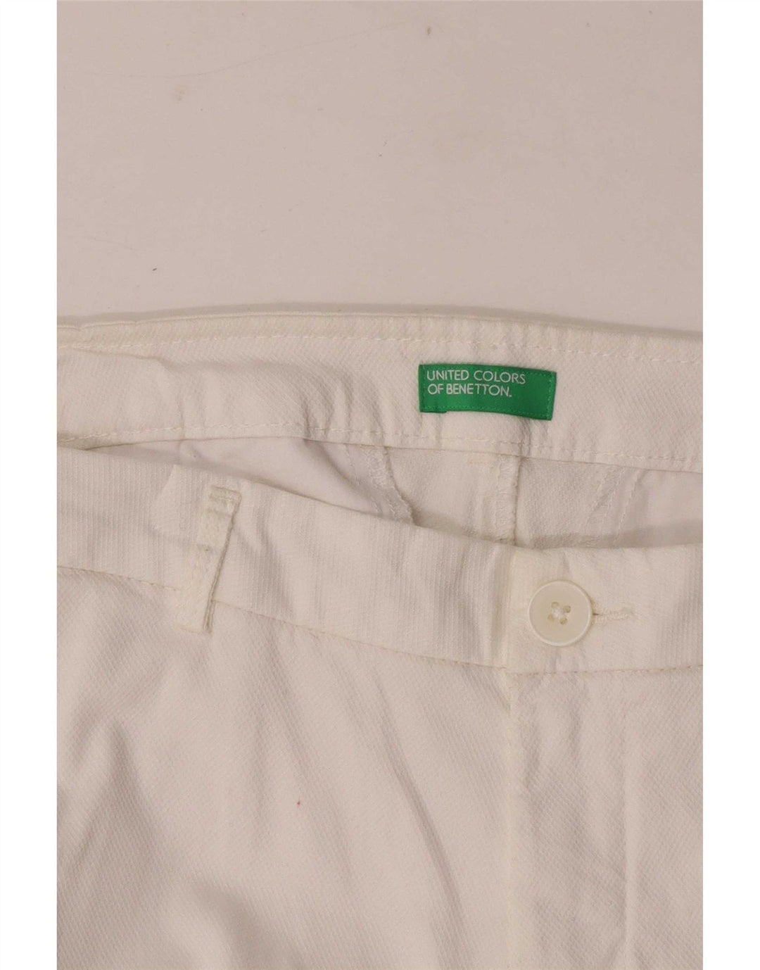 Benetton Womens Straight Cropped Trousers W32 L25 White
