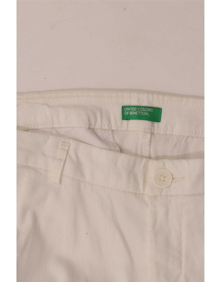 Benetton Womens Straight Cropped Trousers W32 L25 White