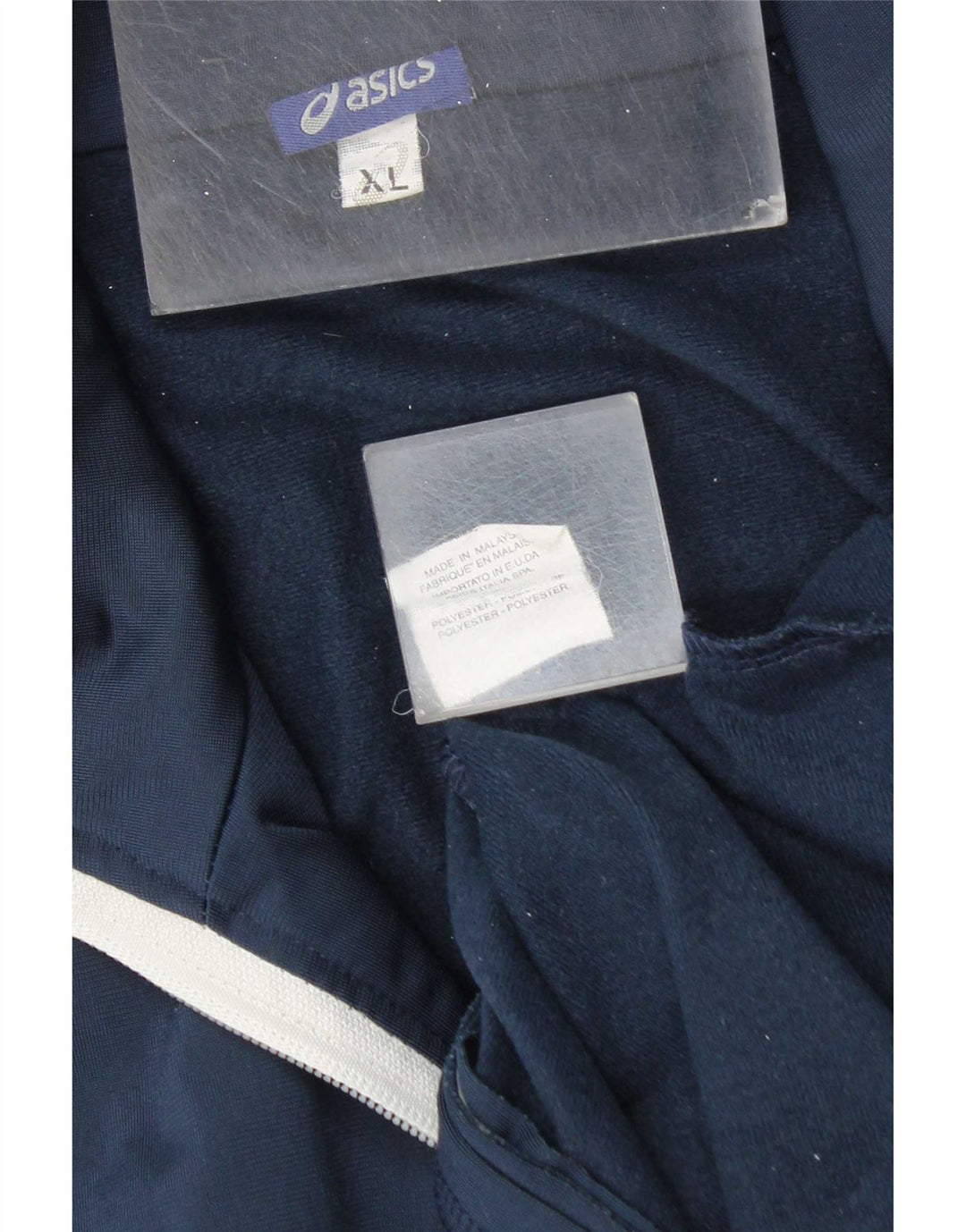 Asics Mens Tracksuit Top Jacket XL Navy Blue Striped Polyester