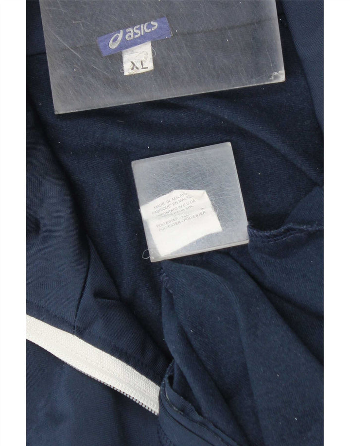Asics Mens Tracksuit Top Jacket XL Navy Blue Striped Polyester