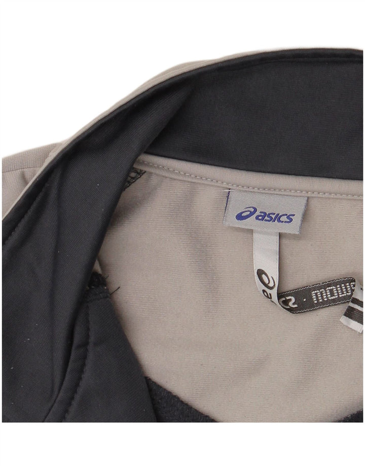 Asics Womens Tracksuit Top Jacket UK 14 Large Grey Colourblock Polyester