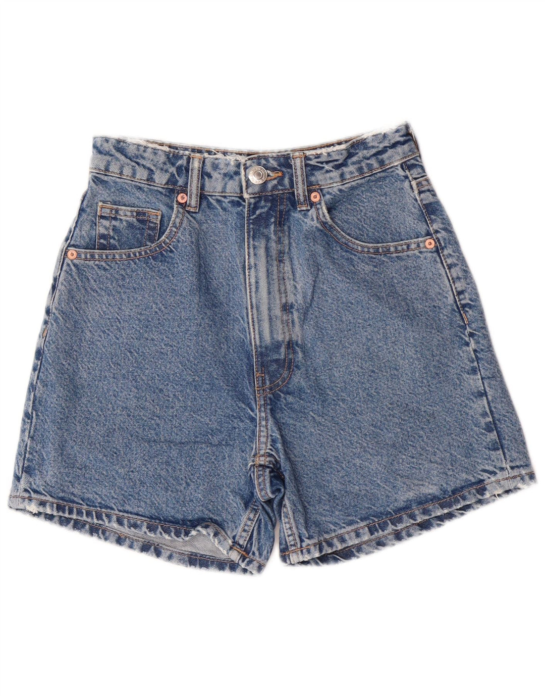 Zara Womens High Waist Denim Shorts EU 34 2XS W24 Blue Cotton Classic