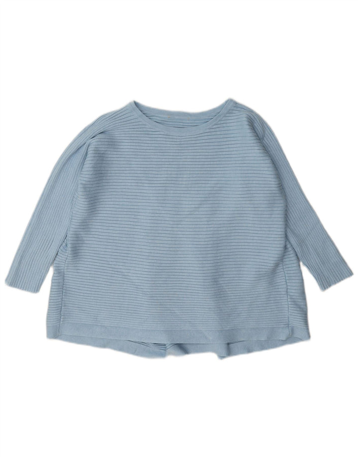 Phase Eight Womens Regular Top 3/4 Sleeve UK 14 Large Blue Striped Viscose