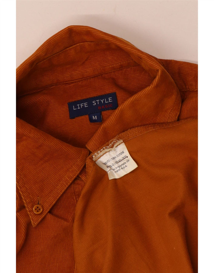 Basic Mens Corduroy Shirt Medium Orange Cotton