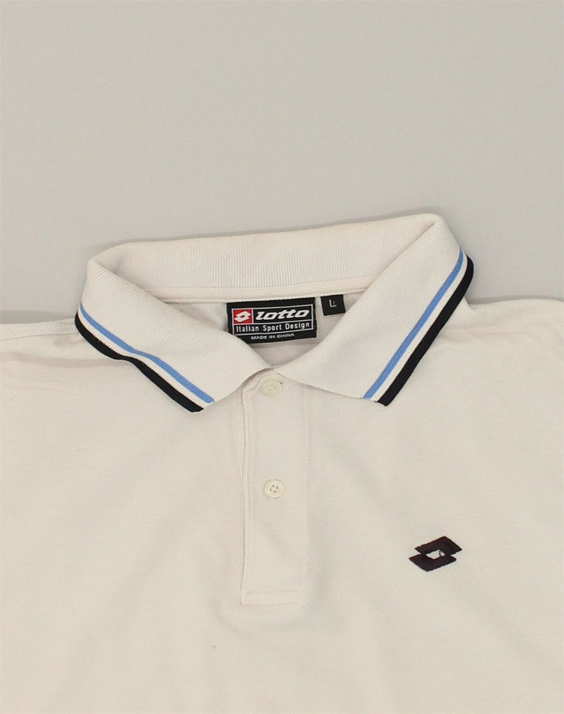 LOTTO Mens Polo Shirt Large White Cotton | Vintage Lotto | Thrift | Second-Hand Lotto | Used Clothing | Messina Hembry 