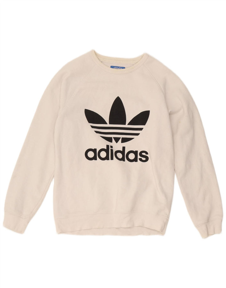 Adidas Mens Graphic Sweatshirt Jumper Small White Cotton