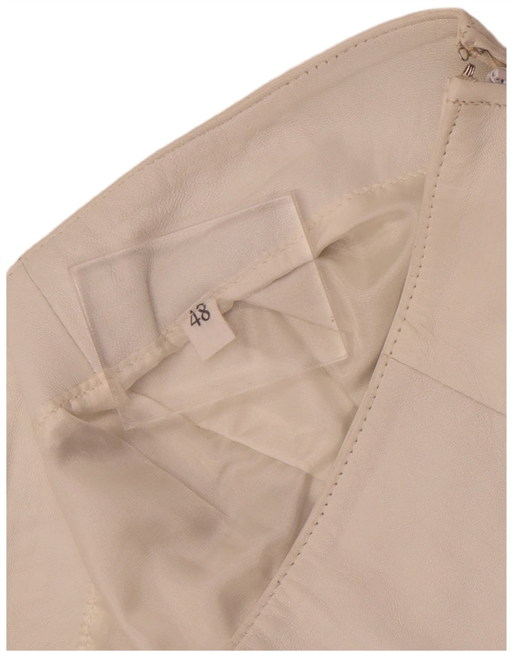 Vintage Womens Leather Skirt IT 48 XL W32  White
