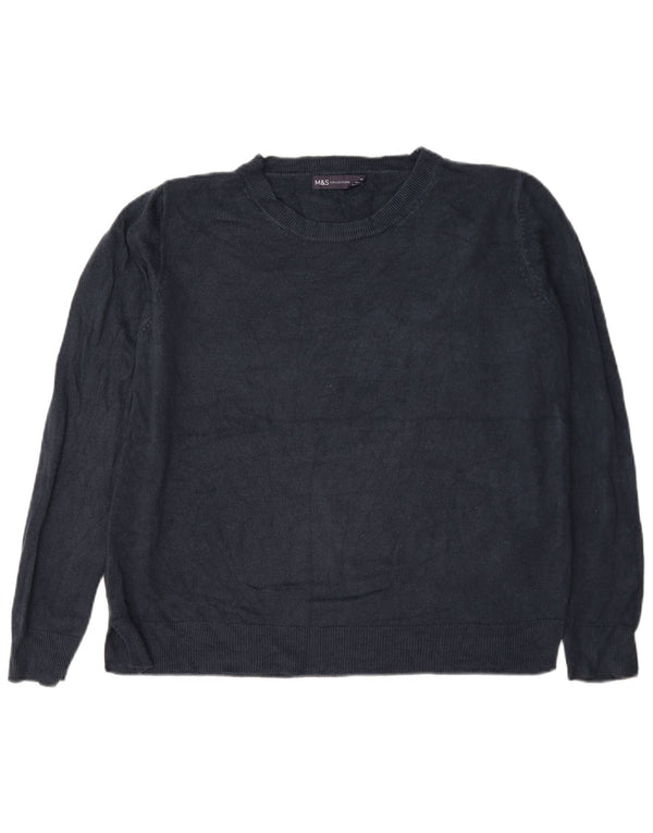 Marks & Spencer Womens Boat Neck Jumper Sweater UK 18 XL Navy Blue Acrylic