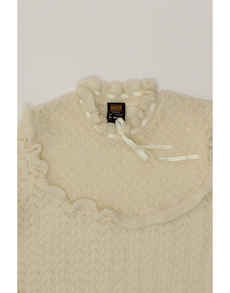 BHS Womens See Through Crew Neck Jumper Sweater UK 12 Medium  Off White Vintage Bhs and Second-Hand Bhs from Messina Hembry 