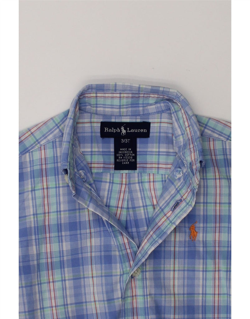 RALPH LAUREN Boys Short Sleeve Shirt 2-3 Years Blue Check Cotton | Vintage Ralph Lauren | Thrift | Second-Hand Ralph Lauren | Used Clothing | Messina Hembry 