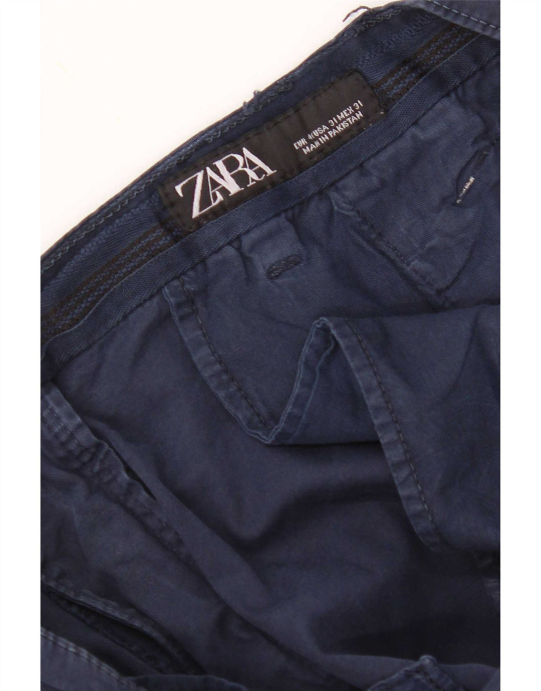 Zara Mens Slim Cropped Trousers EU 40 Medium W31 L26 Navy Blue