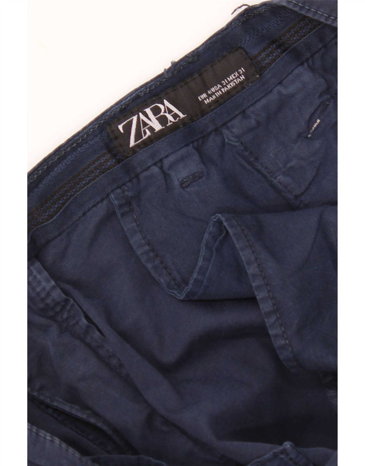 Zara Mens Slim Cropped Trousers EU 40 Medium W31 L26 Navy Blue