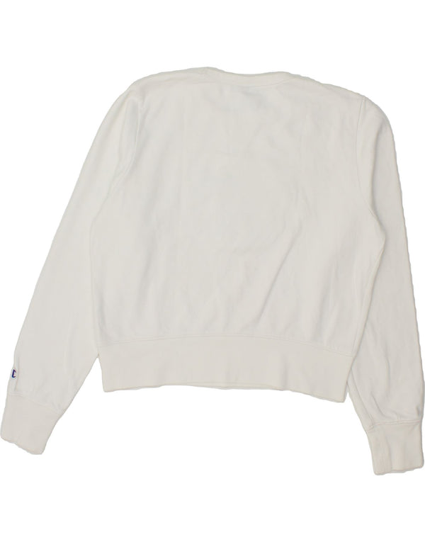 CHAMPION Womens Graphic Crop Sweatshirt Jumper UK 18 XL White Cotton