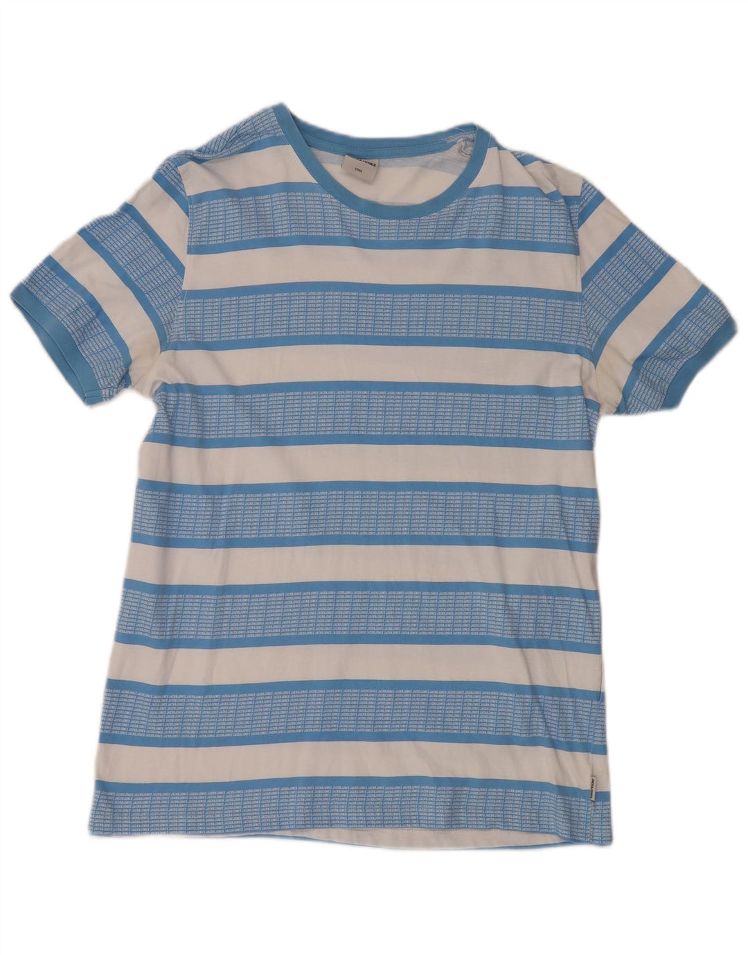 JACK & JONES Mens T-Shirt Top Large Blue Striped
