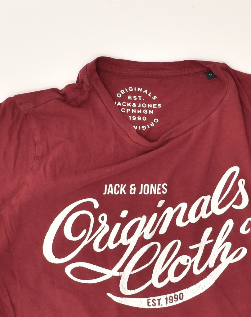 JACK & JONES Mens Graphic T-Shirt Top Medium Burgundy Cotton | Vintage Jack & Jones | Thrift | Second-Hand Jack & Jones | Used Clothing | Messina Hembry 