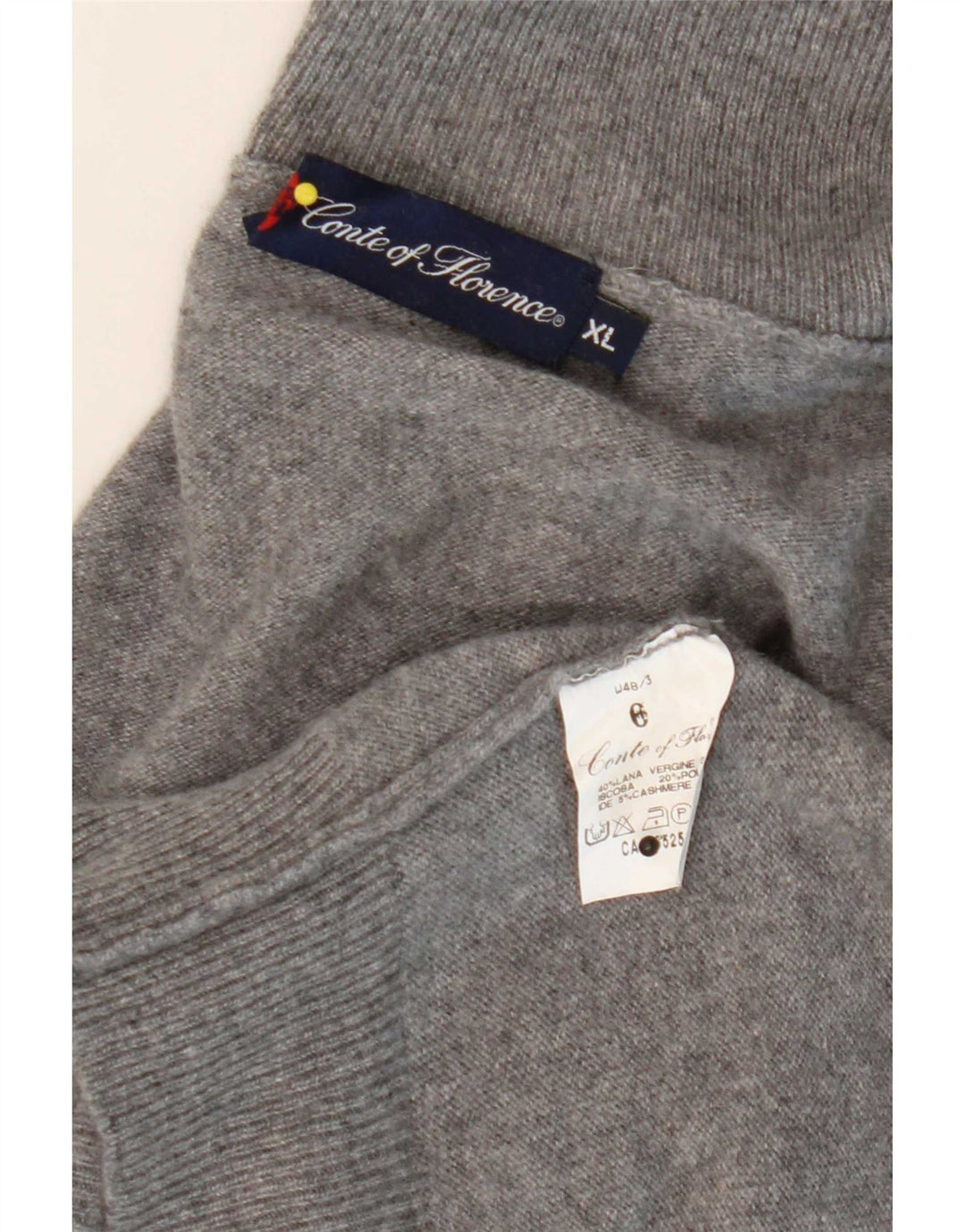 Conte of Florence Mens Roll Neck Jumper Sweater XL Grey Wool