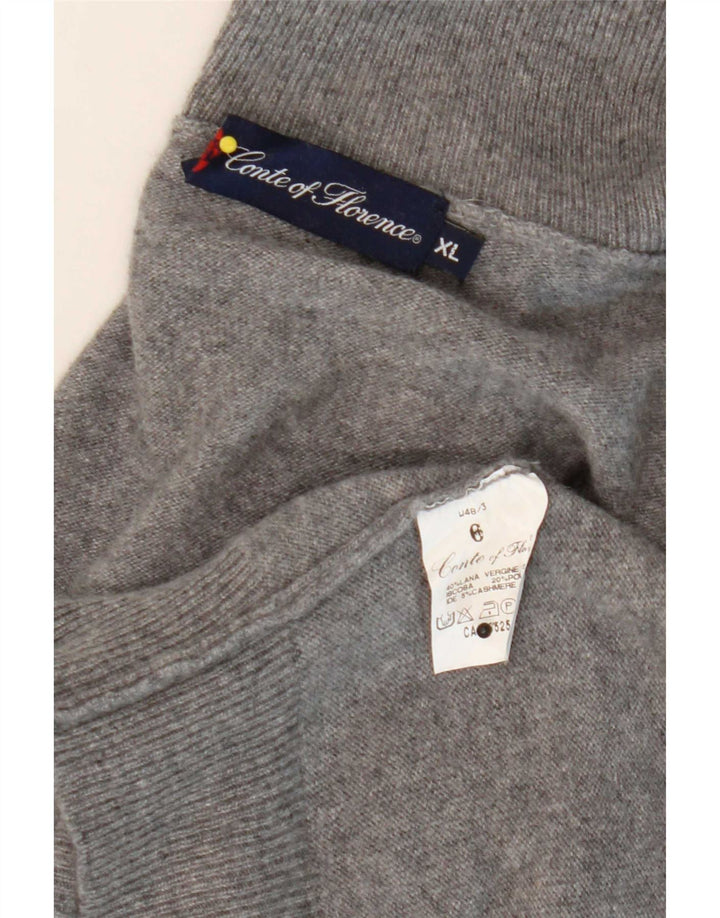 Conte of Florence Mens Roll Neck Jumper Sweater XL Grey Wool