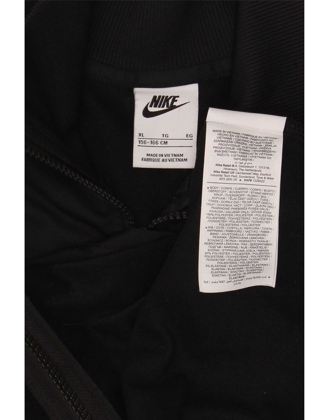 Nike Girls Crop Tracksuit Top Jacket 13-14 Years XL Black Polyester