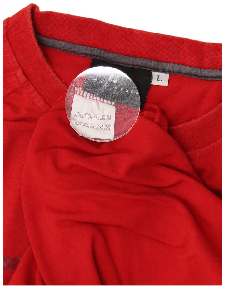 HOT STUFF Mens Graphic T-Shirt Top Large Red Cotton
