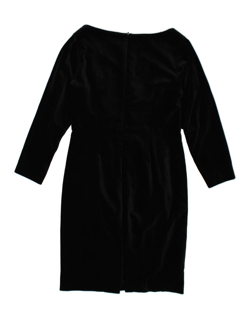 BERKERTEX  Womens Velvet Long Sleeve Sheath Dress UK 14 Medium Black Vintage Berkertex and Second-Hand Berkertex from Messina Hembry 